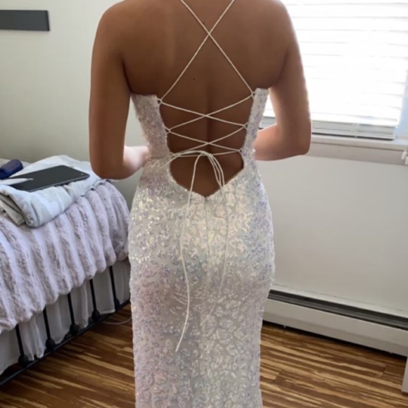 white iridescent prom dress - Picture 4 of 6